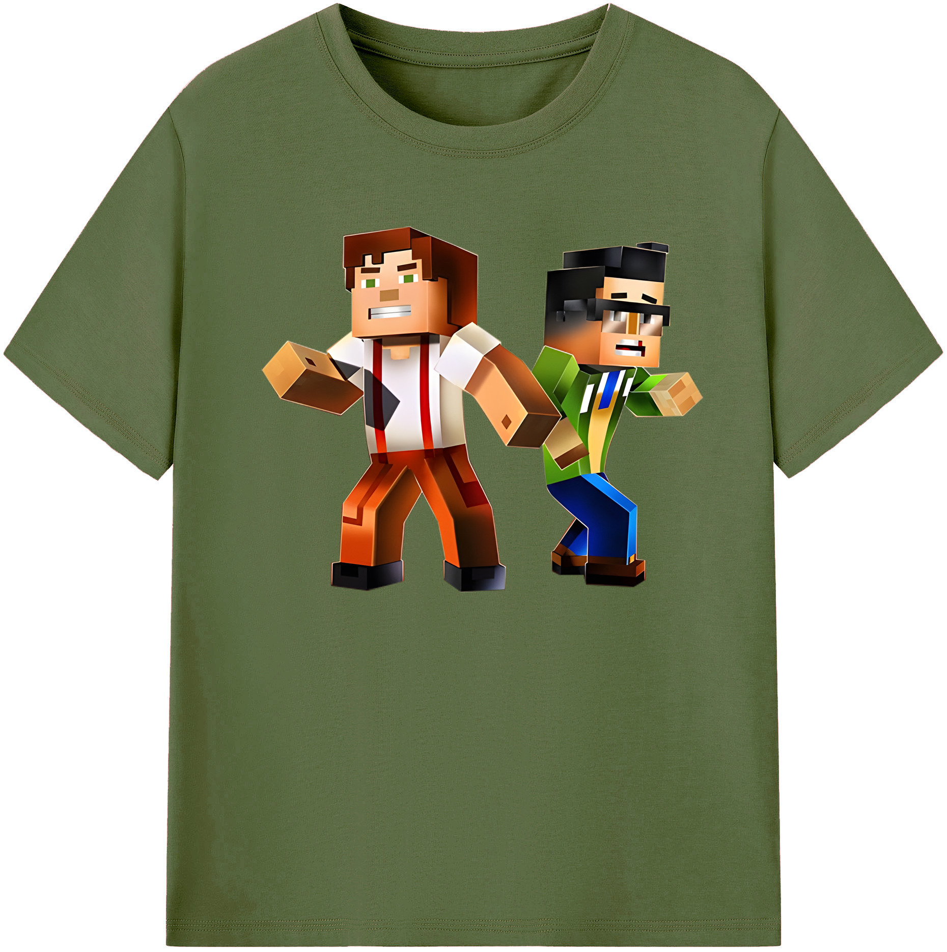 （画像用） マインクラフト ブロックの世界 Minecraft MC Block world 綿100％半袖Tシャツ（フロントプリント）
